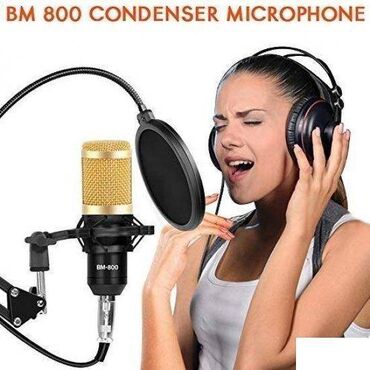 Microphones: Studijski Kondenzatorski Mikrofon BM800 +stalak+pop filter Na