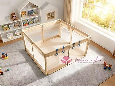mini iphone za decu: Ogradica za bebe JOY bež boja – 127×127 cm Praktična i bezbedna — 1
