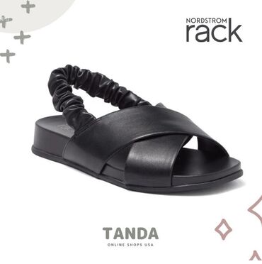 летняя обувь мужская: Летние черные сандалии NORDSTROM RACK Crossband Slingback Sandal. Из