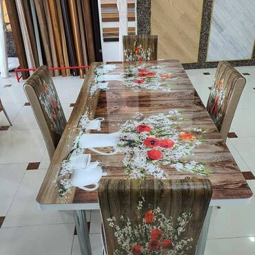 румынская мебель д 10: Для кухни, Новый, Раскладной, Прямоугольный стол, 4 стула, Турция