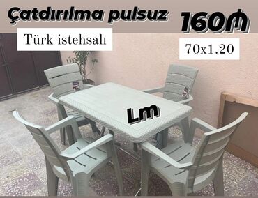 islenmis plastik stol stul: Yeni, Dördbucaq masa, 4 stul, Qatlanan çemodan, Stullar ilə, Plastik, Türkiyə