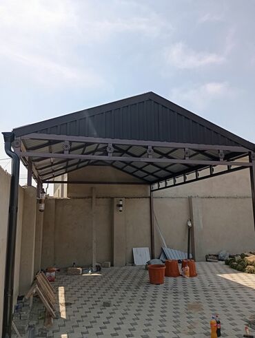 Naveslər, markizlər: Metal konstruksiyalı, yığılmış örtük. Həyətdə və ya bağda avtomobil — 3