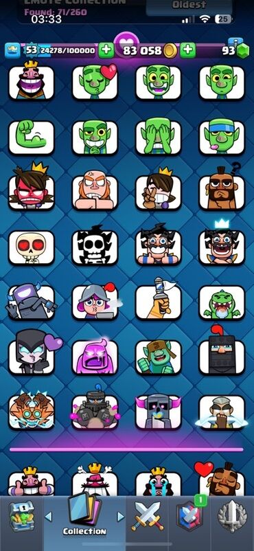 Video oyunlar üçün aksesuarlar: Məhsul: Clash Royale oyun hesabı Xüsusiyyətlər: - Kral Səviyyəsi: 53 — 8