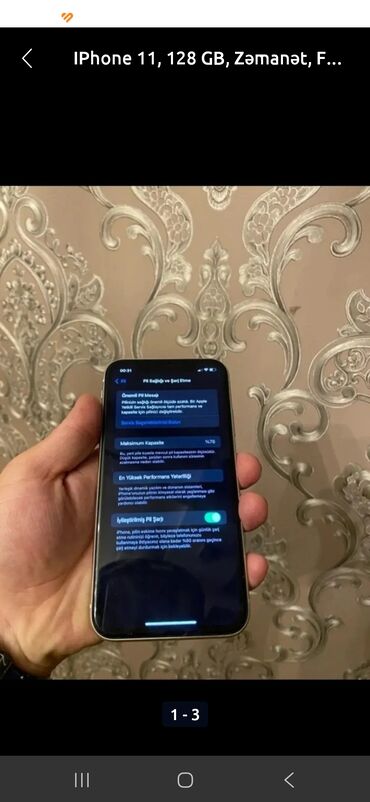 Apple iPhone: IPhone 11, 128 GB, Zəmanət, Face ID, Sənədlərlə