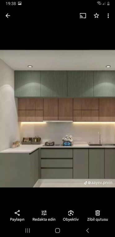 шкаф балкон: Müasir mətbəx mebel dəsti müxtəlif rəng və material seçimləri ilə