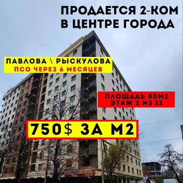 Продажа квартир: 2 комнаты, 80 м², Элитка, 2 этаж, ПСО (под самоотделку)