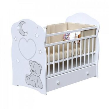 детская кроватка с пеленальным столиком: Детская кроватка с маятником и ящиком Классическая прямоугольная