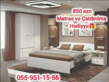 Yataq otağı dəstləri: 2 təknəfərlik çarpayı, Dolab, Komod, Termo, Azərbaycan, Yeni — 10