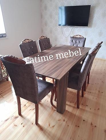 Masalar və oturacaqlar: Qonaq otağı üçün, Yeni, Açılan, Dördbucaq masa, 6 stul — 1