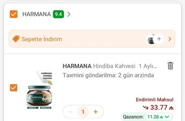 zerif çayı qiymeti: Məhsul: HARMANA Hindiba Qəhvəsi Xüsusiyyətlər: - Bitki mənşəli