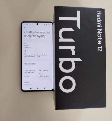 сотовый телефон fly ts112: Redmi Note 12 Turbo, 256 GB, rəng - Qara, Barmaq izi