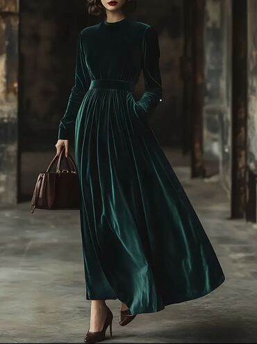 вечерние платья из панбархата: Вечернее платье, Классическое, Длинная модель, Велюр, С рукавами, S