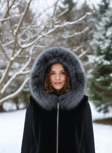 Jiletlər: Qara rəngli xəz jilet - Model: qolsuz, ön hissədə tam uzunluqda metal — 1