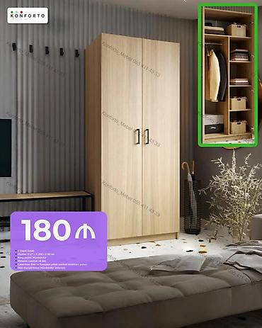 2 qapılı şkaf – Konforto - Ölçülər: 47 × 200 × 90 sm - Rəng seçimi