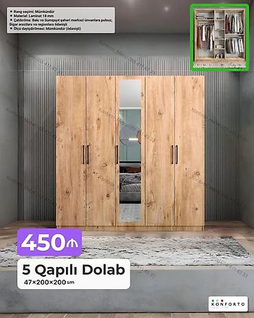 Ev və bağ: 5 qapılı paltar dolabı - Ölçü: 47×200×200 sm - Material: 18 mm — 1