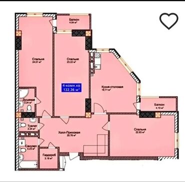 долгосрочная аренда квартир аламедин: 3 комнаты, 132 м², Элитка, 6 этаж, ПСО (под самоотделку)