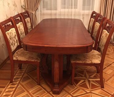 Masa və oturacaq dəstləri: Açılan masa, 6 oturacaq ve jurnal stolu. Türkiyə istehsalı. Material