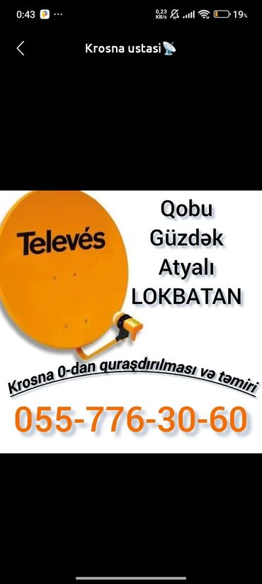 Peyk antenalarının quraşdırılması: Peyk antenalarının quraşdırılması | Təmir, Quraşdırılma, Tənzimlənmə | Zəmanət