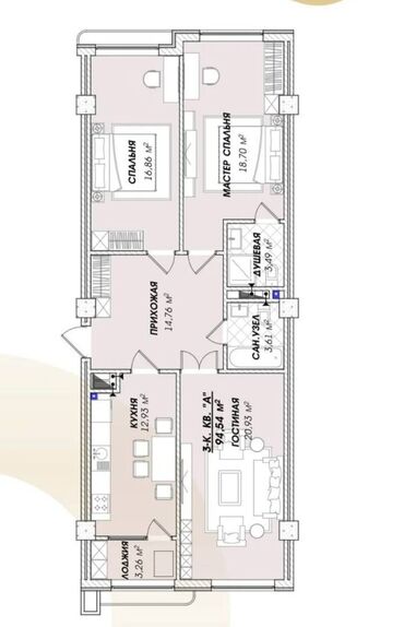 уютный дом агентство недвижимости: 3 комнаты, 95 м², Элитка, 12 этаж, ПСО (под самоотделку)