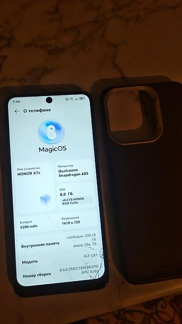 Мобильные телефоны: Honor X7c, Б/у, 256 ГБ, цвет - Черный, 1 SIM — 2
