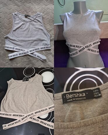 bershka majica braon: Bershka, L (EU 40), Jednobojni, bоја - Siva