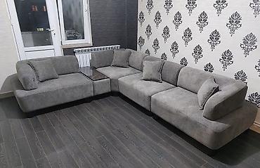kunc divan modelleri: - L formalı, modul tipli yumşaq künc divanı - Rəng: tünd-boz (neytral — 1
