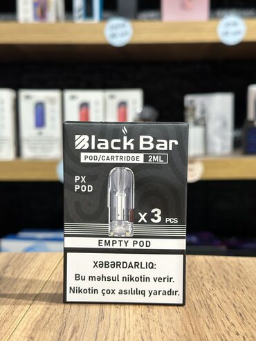 qəlyan icarə: Black Bar Kartric: Tutum:2 ml Ölçü:46.5*19.6*10.5mm Çəki:7.5 q Bobin