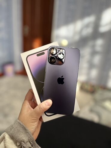 айфон 14 бишкек цена: IPhone 14 Pro Max, Колдонулган, 256 ГБ, Deep Purple, Каптама, Куту, 87 %