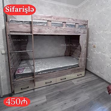 İki mərtəbəli çarpayı – sifarişlə. - Material: ağac teksturalı