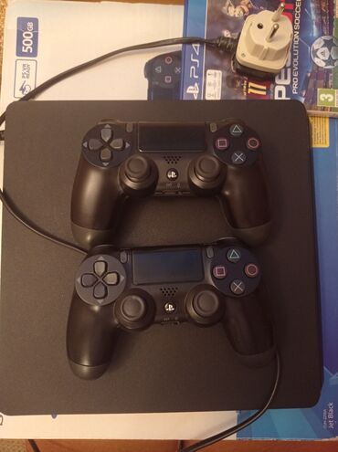 ps4 controller: Salam PlayStation 4 slim deyerinden ucuz qiymətə satılır 2pult 7oyun