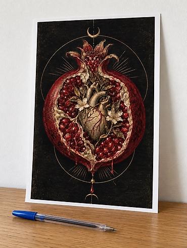 Umetnički poster – ilustracija nara sa anatomskim srcem -