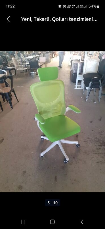 Ofis və oyun kresloları: Yeni, Təkərli, Qolları tənzimlənmir, Parça — 17