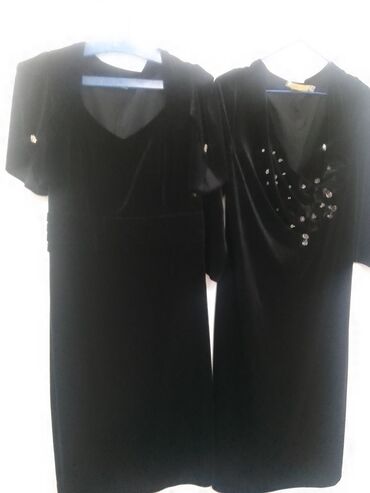 черное вечернее платье: Кече көйнөгү, Орто модель, Баркыт, 6XL (EU 52)