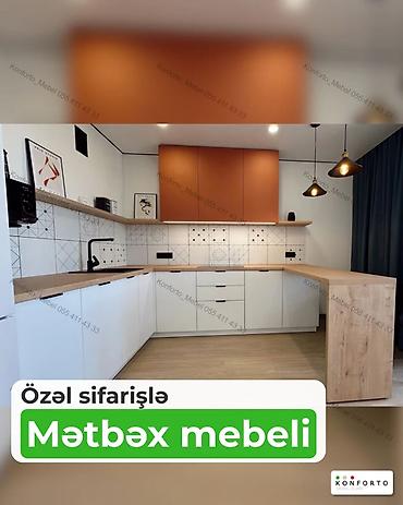 Özəl sifarişlə mətbəx mebeli Müasir və zövqlü dizayna malik L formalı