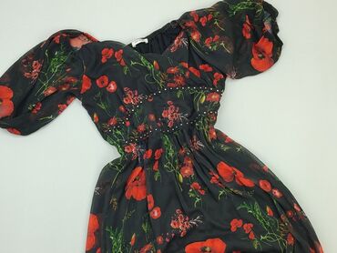 czarna sukienki w czerwone kwiaty: Dress, S (EU 36), Orsay, condition - Fair