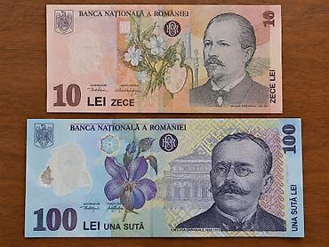 купюра: Румынские банкноты: 10 лей и 100 лей (серия Banca Națională a — 1