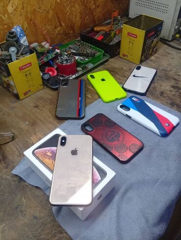 скупка мобильных телефонов на запчасти: IPhone Xs, Колдонулган, 64 ГБ, Алтын, Коргоочу айнек, Каптама, Куту, 78 %
