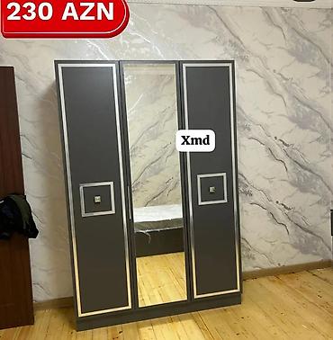 skaf: Dördkapılı paltar şkafı – güzgülü model - Rənglər: ağ-qızılı — 8