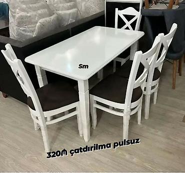 Masa və oturacaq dəstləri: Mətbəx üçün, Yeni, Açılmayan, Dördbucaq masa, 4 stul — 19