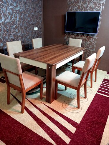 стоячий стол: Qonaq otağı üçün, 6 stul