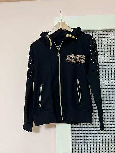 nike tech flecce: Женский спортивный костюм (толстовка + брюки), черный с золотистыми — 1