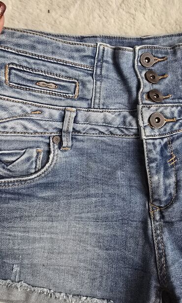 bershka sortsevi: S (EU 36), Jeans, color - Light blue, Single-colored