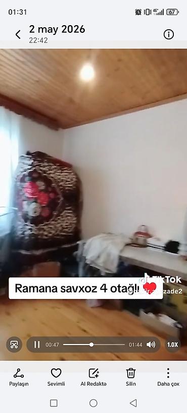 savxoz: Ramana sovxoz ərazisində 4 otaqlı mənzil/ev. Xüsusiyyətlər: - Geniş — 10