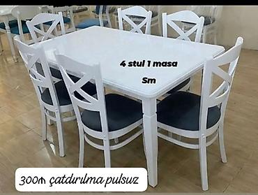 stol desti: Mətbəx üçün, Yeni, Açılmayan, Dördbucaq masa, 4 stul — 4