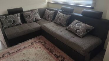 мягкий мебель уголок: Угловой диван, цвет - Коричневый, Б/у