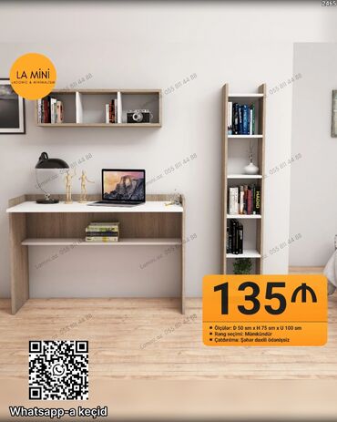 стол компьютерный письменный: LA MiNi – Lakonik & Minimalizm İş masası + üst divar rəfi +