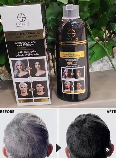 Reklam, çap: Estelin Dubay brendi Saclari mualice ederek qaraldan şampun, saçınızı