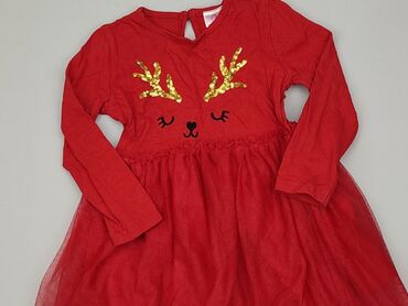 czerwona sukienka z bufiastymi rękawami: Sukienka, So cute, 1.5-2 lat, 86-92 cm, stan - Bardzo dobry