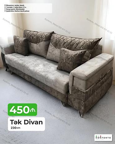 Tək divan – 230 sm - Mexanizm: açılan, bazalı (yataq funksiyası və