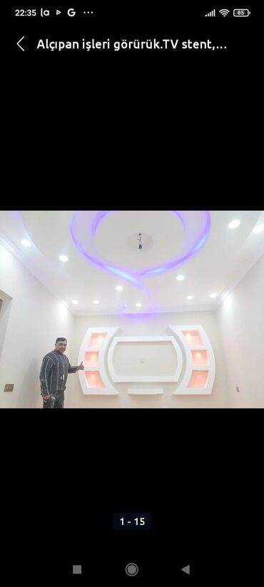 Tavan işləri: Bütün növ alcipan işləri görülür tv stent, figurlu tavan, düz tavan — 2